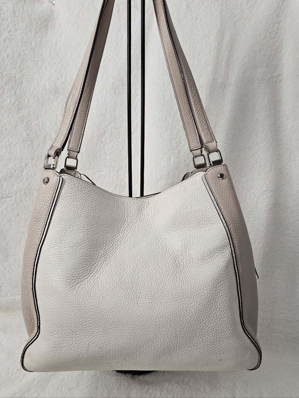 Kate Spade Leila Colorblock Tripe Compartment Pebbled Leather Shoulder Bag - Picture 4 of 13